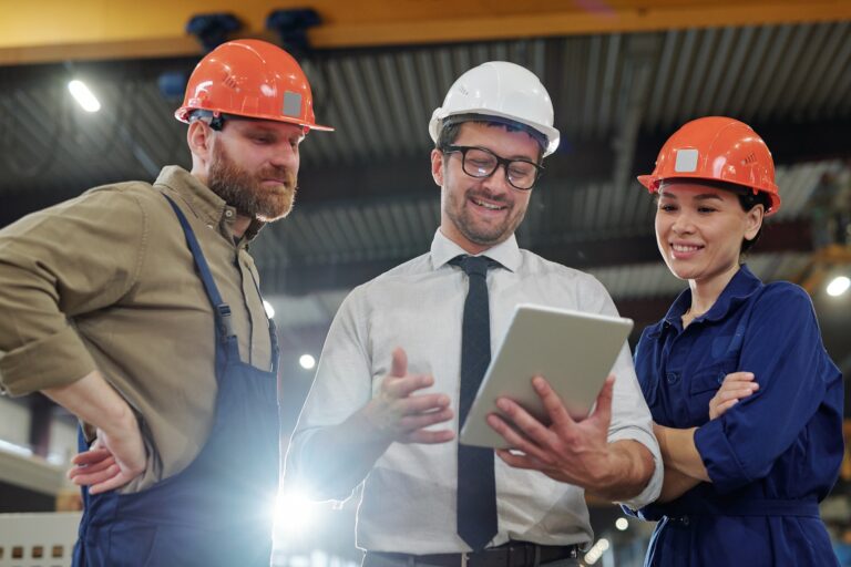 Foreman giving tasks to engineers